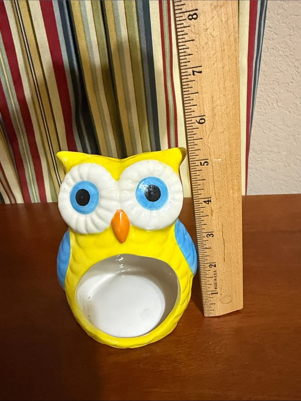 Yellow & Blue Ceramic Owl Kitchen Holder